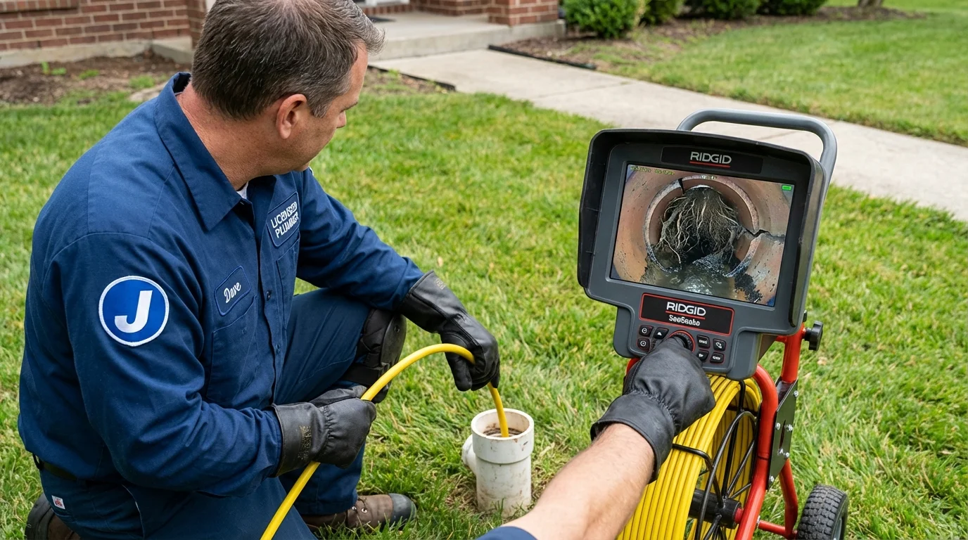 Sewer camera inspection being performed by Johns Plumbing LLC in Beaver Falls