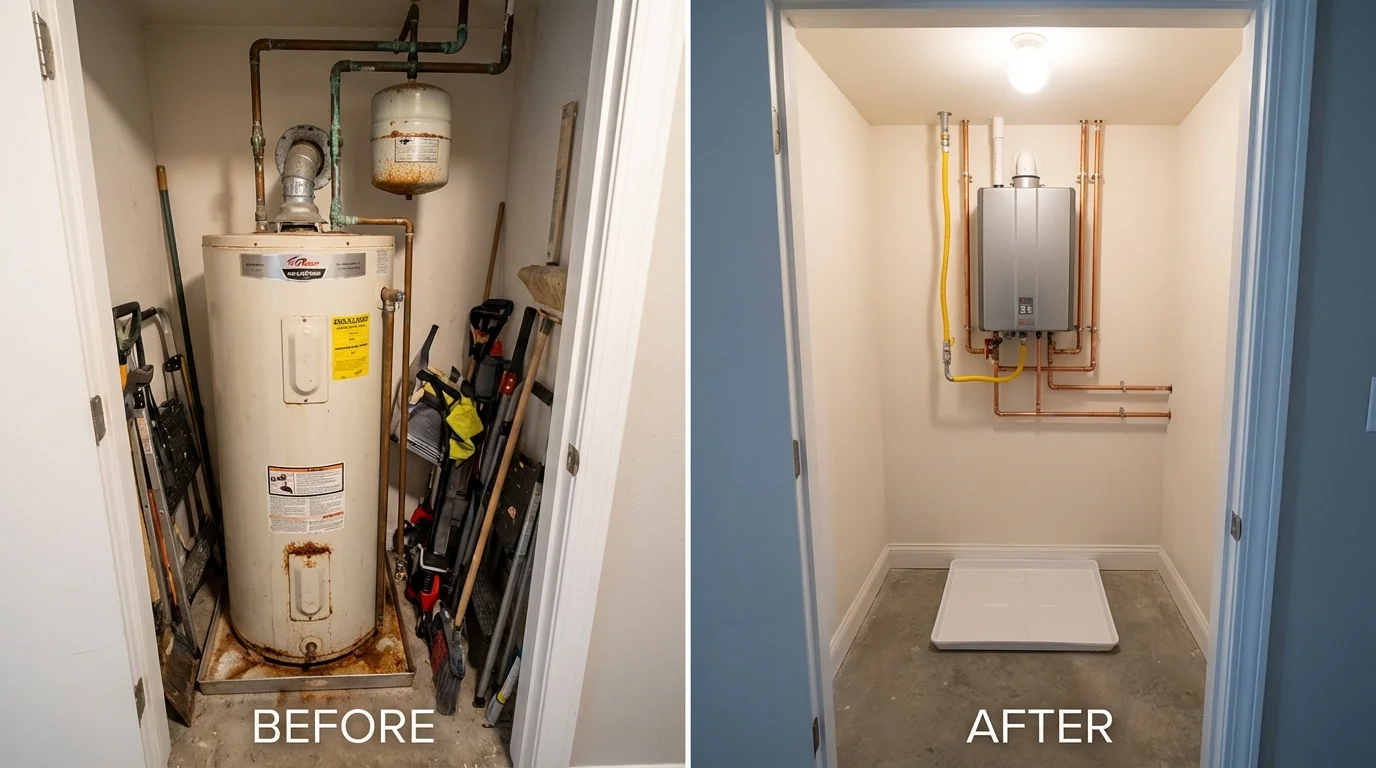 Tank water heater versus wall-mounted tankless unit comparison for Beaver Falls, PA homeowners